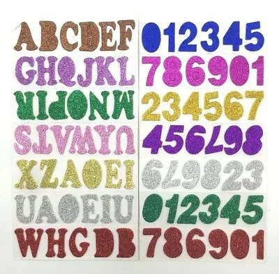 Large Glitter Alphabet Letter Number EVA Foam Stickers Self Adhesive Christmas • $9