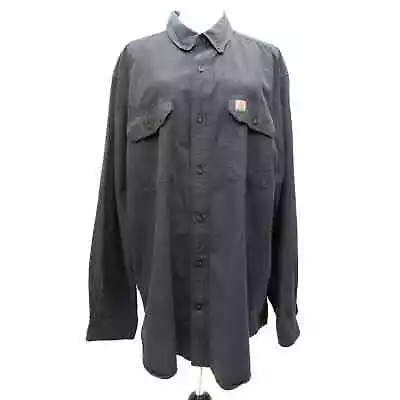 Carhartt Chambray Long Sleeve Button-Down Shirt In Black Size XL • $15