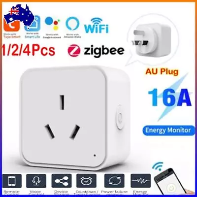 Tuya WiFi / Zigbee 16A Smart Socket Plug Voice Control For Alexa Google Home • $18.95