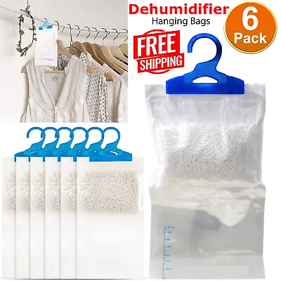 Pack Of 6 Wardrobe Dehumidifier Hanging Bags Lemon Scented Moisture Absorber • £6.99