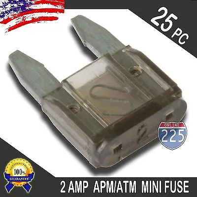 25 Pack 2A Mini Blade Style Fuses APM/ATM 32V Short Circuit Protection Car Fuse • $9.45