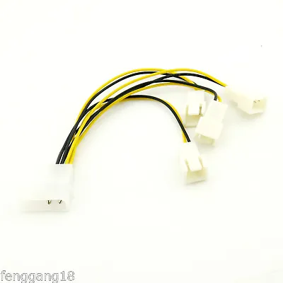 1pc 4-pin Power Molex (2 Wire Male Pin) To 4 X 3-Pin (Male) Y Fan Cable Adapter • $1.79