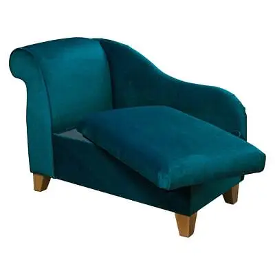 Easyclean Teal Velvet Storage Chaise Longue Ottoman Sofa Handmade & Upholstered • £379