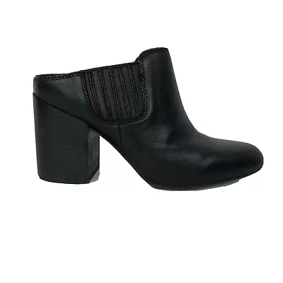 Adam Tucker Me Too Boots Womens Sz 8.5 Black Leather Mule  Slip On Chunky Heel • $27.25