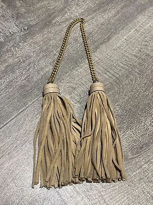 Michael Kors Suede LEATHER Handbag Replacement Beige Double Tassels Charm • $28.99