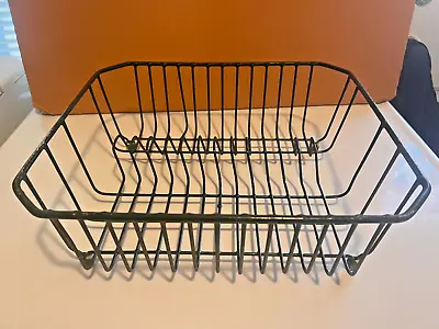 Vintage 50's 60's Dish Drainer Rack Shop Dryer 14  X 12  Metal Wire 'Coated Rack • $24.95