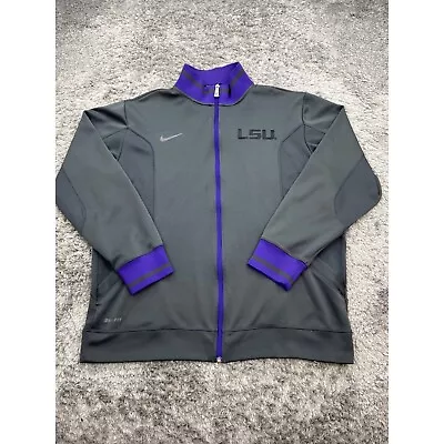 Nike LSU Tigers Jacket Mens Large Gray Team Issued Chick Fil A Bowl ACC Vs SEC • $39