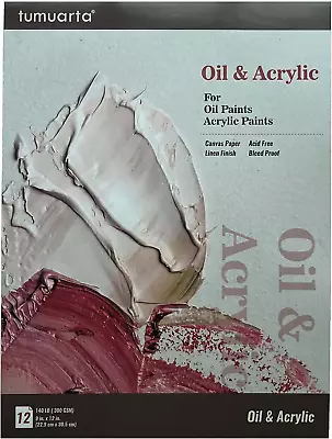 Oil Painting Paper Pad 22.9X30.5 CM 300 GSM Canvas Paper 12 Sheets Acid Free • £15.44
