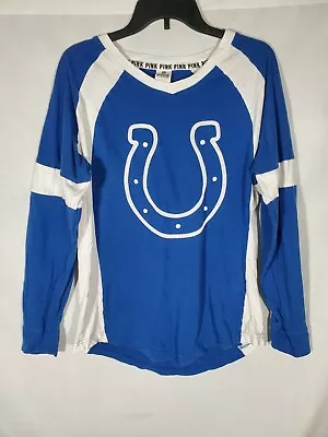 Victoria Secret Pink Nfl Indy Colts Fan Long Sleeve V Neck Shirt Womens Small • $22.99