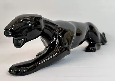 VTG MID-CENTURY Stalking Black Panther Cat Art Pottery Statue Figure 18  Long • $179