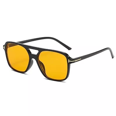 Men Women Trendy Yellow Lens Big Aviator Retro 70's Oversized Sunglasses • $15.99