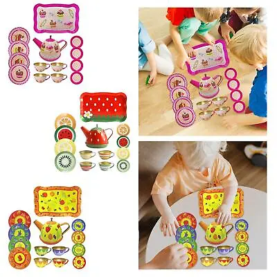 Afternoon Tea Set Toys With Metal Teapots Cups Plates Toddlers Tea Set For • £15.40