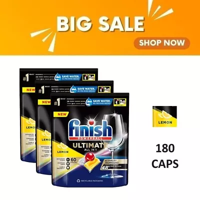 180pk Finish Powerball Ultimate All-in-1 Dishwashing Tablets Caps Lemon Sparkle • $78.90