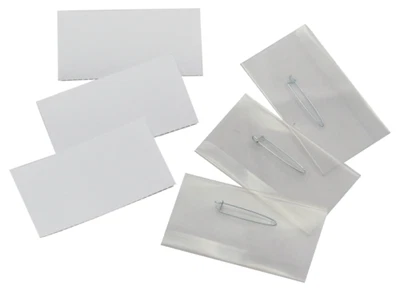 £22.37 • Buy 100 X VISITOR NAME BADGES WITH PINS 40x75mm