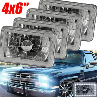 4pcs 4x6  LED Halo Headlights DRL Beam For Chevy C10 Pickup Truck 1980-1986 • $42.99