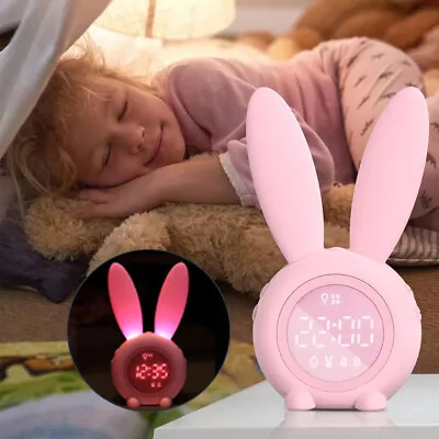 Kids Alarm Clock Cute Rabbit Loud Bell Analog Alarm Clock Desk Clock W/Backlight • $27.89