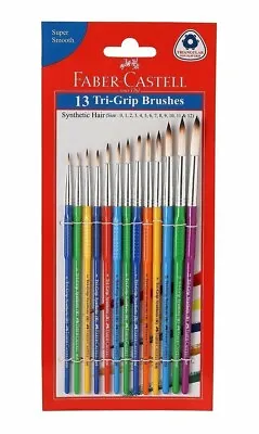 Faber-Castell Tri-Grip Brush - Round (Assorted) Pack Of 13 • $14.86