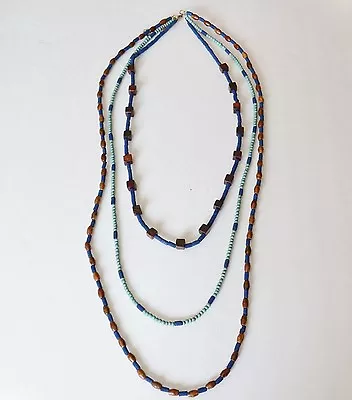 New Rue 21 Twenty One Beaded Necklace Wood Chain 3 Multi Strand 20  • $2.69