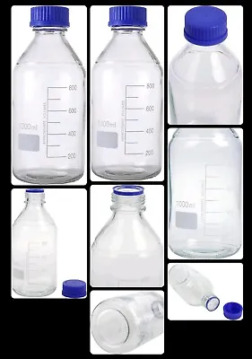 1L Borosilicate Glass 3.3 Lab Media Bottles (Pack Of 4) • $35