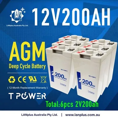 12V 200AH SLA Battery Pack 6x 2V 200AH Deep Cycle AGM Battery   120AH 150AH • $920
