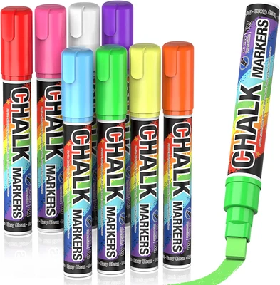 $29.89 • Buy Jumbo Chalk Window Markers For Cars Glass Washable - 8 Colors Liquid Chalk Marke