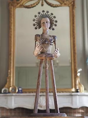 18th Century Spanish Carved Wood Madonna Virgin Mary Santo Cage Doll Sculpture • $1750