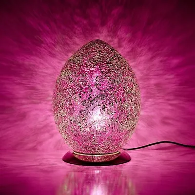 Egg Lamp Pink Rose Medium Mosaic Glass Table Lamp Desk Bedside Living Room  74PR • £49.99