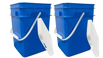 4 Gallon Square Plastic Bucket Food Grade BPA Free Containers ( Pack Of 2 ) • $34.77