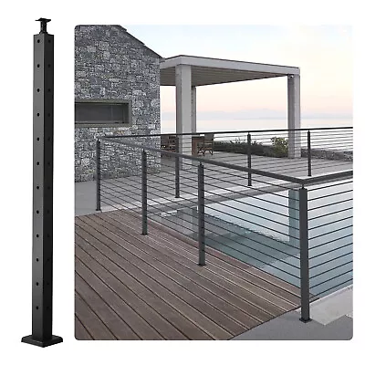 VEVOR Cable Railing Post 42x2x2in L-Shaped Hole Corner Railing Post Black 1Pc • $44.99