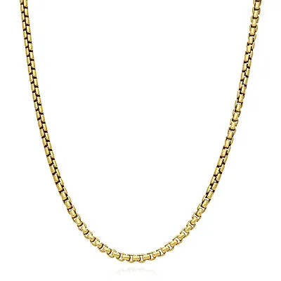 18K Yellow Gold Over Silver 3mm Round Box Chain Necklace 18 -24  • $121