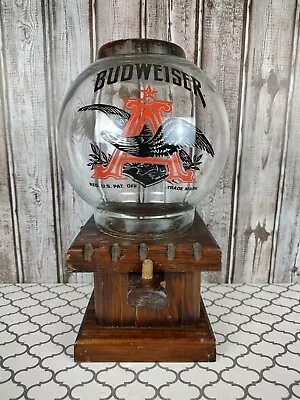 Vintage Budweiser Anheuser Busch Peanut Gumball Dispenser Machine W/glass Globe • $68.25