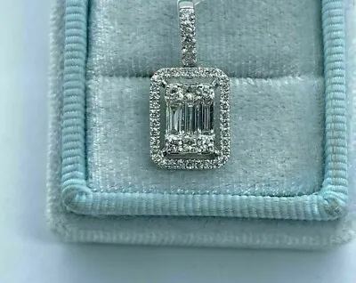 2.20Ct Baguette Cut VVS1/D Diamond Custer Pendant 14K White Gold Finish • $15