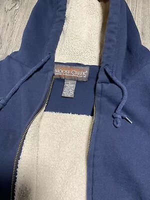 Moose Creek Hoodie Mens Large Navy Sherpa Lined Full Zip Workwear Sweatshirt • $19.99