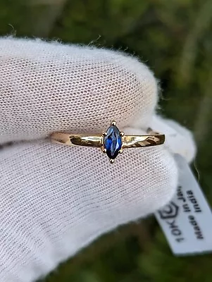 9ct Yellow Gold Marquise Sapphire Ring Size P  COA • $105.68