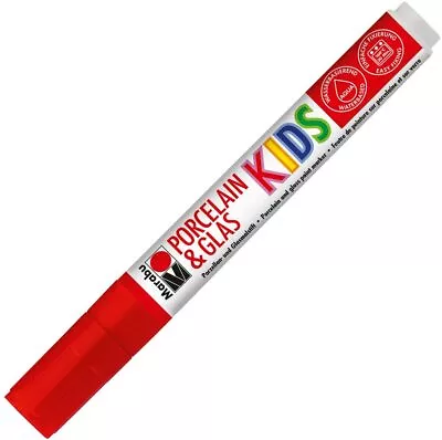 Marabu Porcelain & Glass Painter Kids Marker Pen Cherry Red • £4.26