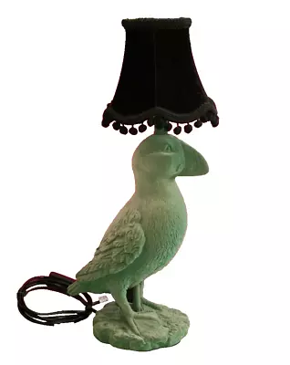 Abigail Ahern Green Flock Puffin Lamp Black Velvet Lampshade Debenhams • £89.99