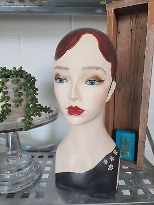 Flapper Style  Mannequin Head Bust Vintage Wig Hat Jewelry Vanity Display • $120