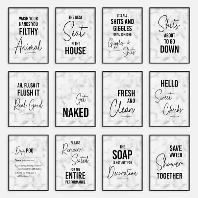 Marble Effect Bathroom Posters Prints Funny Quote Home Wall Art Pictures Decor • £5.75