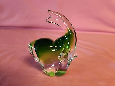 GORGEOUS MURANO STYLE ART GLASS ELEPHANT PAPERWEIGHT / SCULPTURE  Green • $10