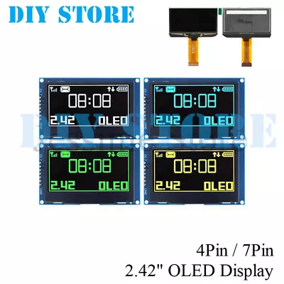 2.42 Inch OLED Display Screen LCD LED Module 128x64 SSD1309 SPI/I2C 4Pin 7Pin • $15.03