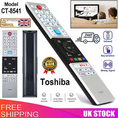 Ct-8541 For Toshiba Tv Remote Control Replacement Netflix + Prime Buttons Smart. • £4.55