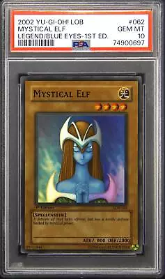 2002 LOB 062 Mystical Elf 1st Edition Super Rare Yu-Gi-Oh! Card PSA 10 Gem Mint • $854.95