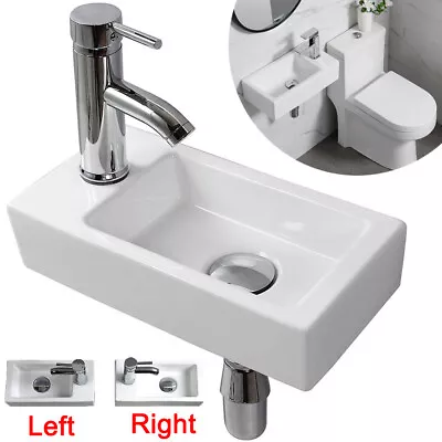 £30.50 • Buy Small White Bathroom Wall Hung Cloakroom Ceramic Compact Hand Wash Basin Sink UK
