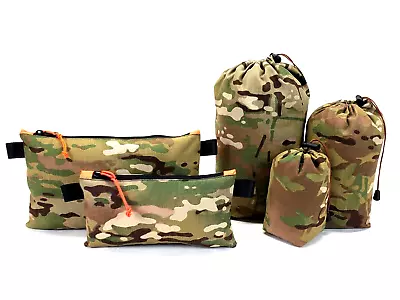 5-Pk Ripstop 300D Nylon MULTICAM Stuffsack/Bag SET Camp Hike Tactical • $40.80