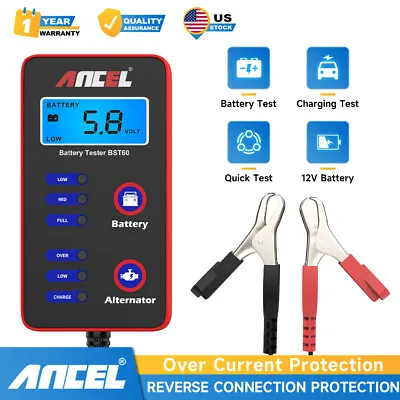 ANCEL BST60 Automotive Battery Tester 12V Voltage Analyzer Alternator Test Tool • $17.79