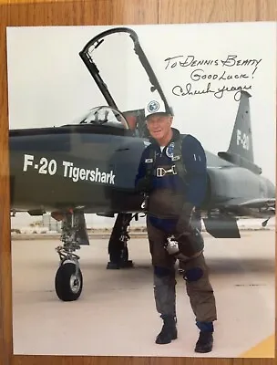 Chuck Yeager Signed Northrop F-20 Tigershark Fighter Test Flight Photograph • $250