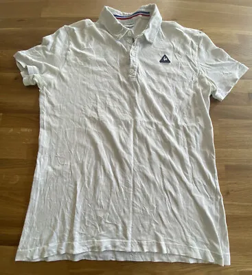 Le Coq Sportif Mens Polo T-shirt White Size Medium • £6.99