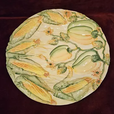 Italy Ceramic Majolica Corn Round Platter 14-1/4  • $29.99