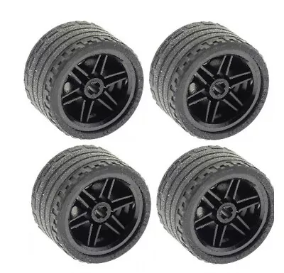 ☀️NEW Lego 4x Technic Wheels 37x22 ZR Tires Black Wheels 56145 55978 Lot • $16.84