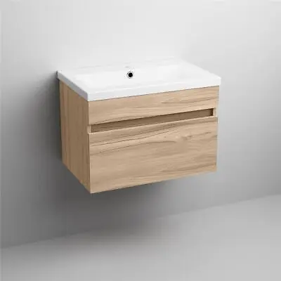 Bathroom Oak Furniture Vanity Unit Basin Storage Cabinet Soft Close Wood 600mm • £189.99